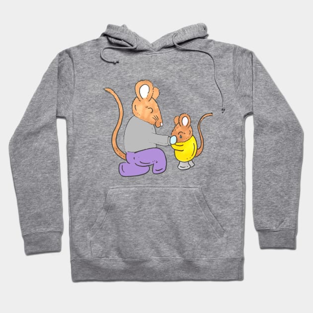 Dry Your Tears, Mouse and Baby Mouse Illustration Hoodie by Squeeb Creative